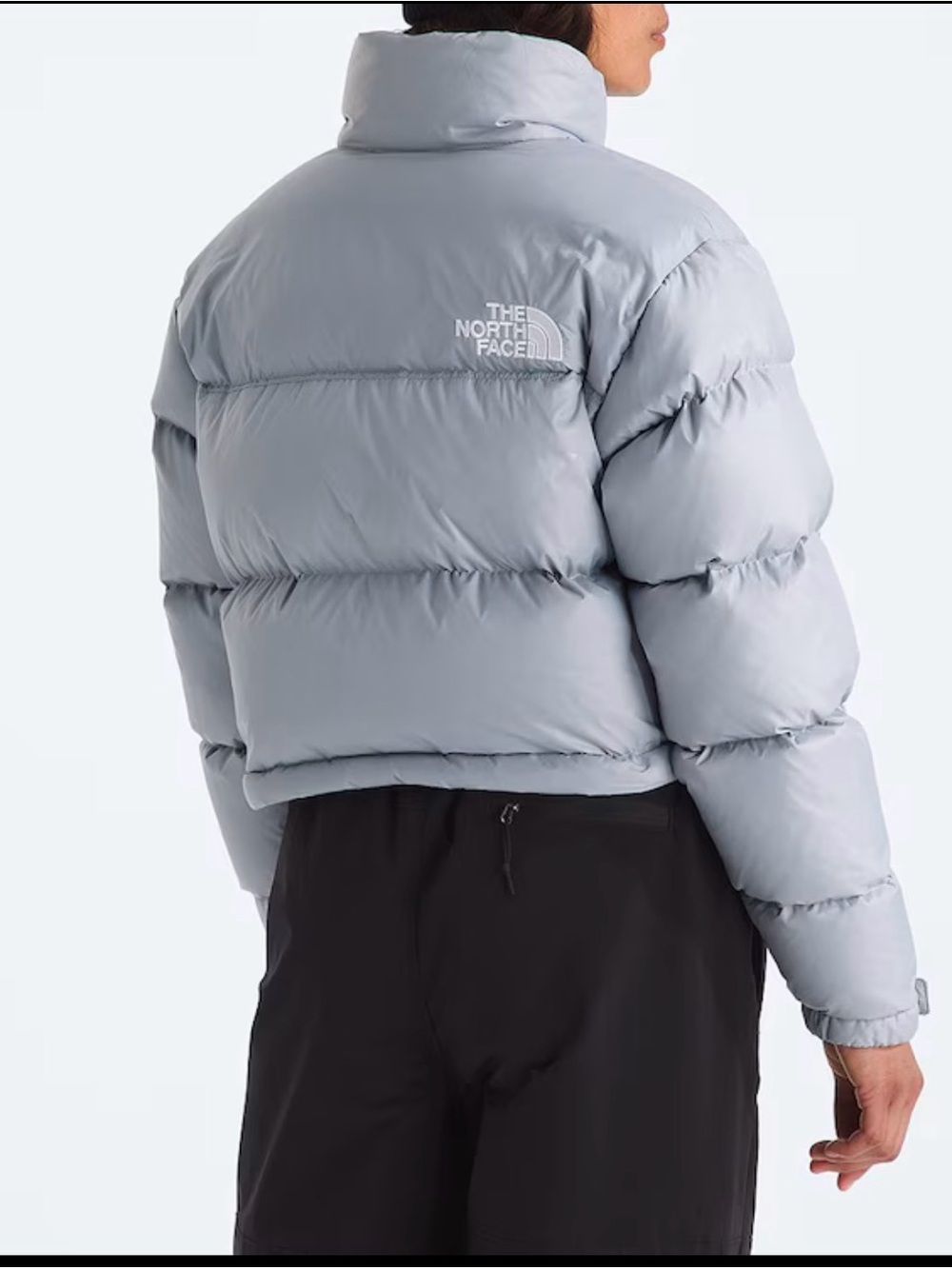 The North Face 700 Pale Blue Cropped Relaxed Fit Women’s Puffer Jacket SZ.XL NEW - Picture 14 of 16